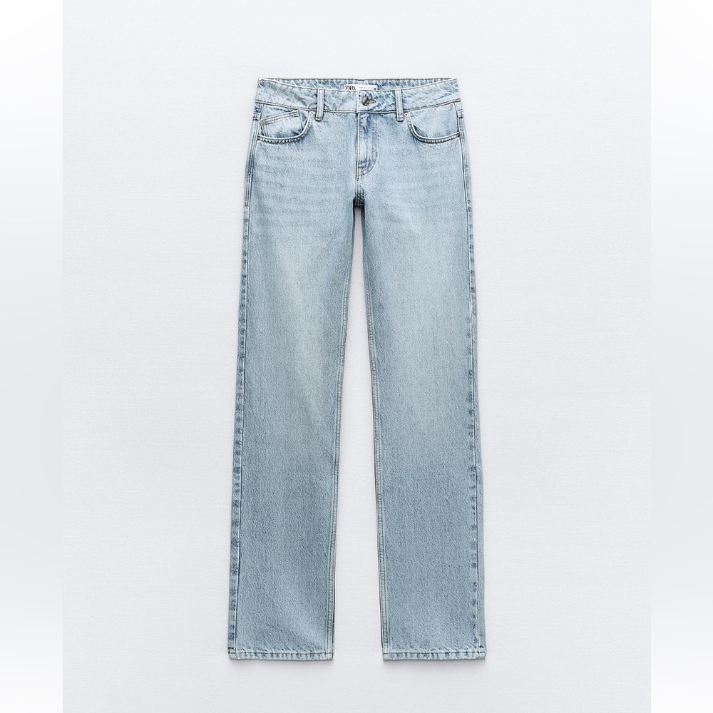 zara low waisted straight leg jeans